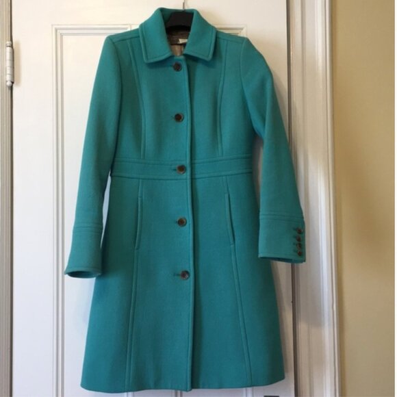 J. Crew EUC Lady Day Turquoise Coat 2P - Picture 3 of 8
